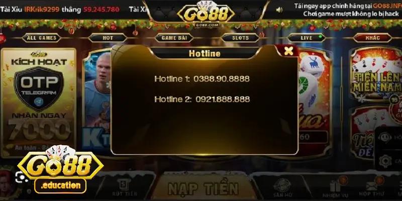 Số hotline Go88 để người chơi liên hệ