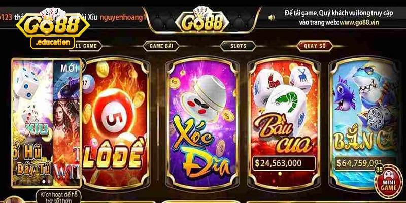 Đa dạng các trò chơi được cung cấp khi chơi Go88 online