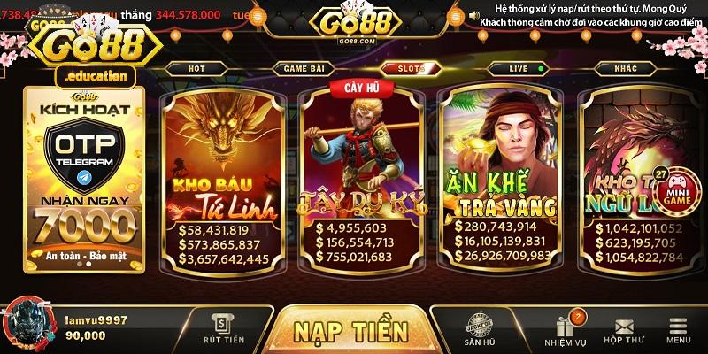 Đa dạng các trò chơi tại Go88 cổng game đại gia