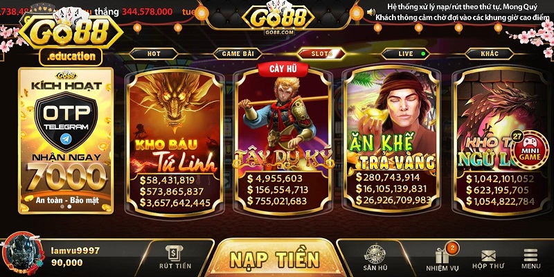 Đầy đủ các thể loại trò chơi tại Go88 thiên đường vip hoàng gia